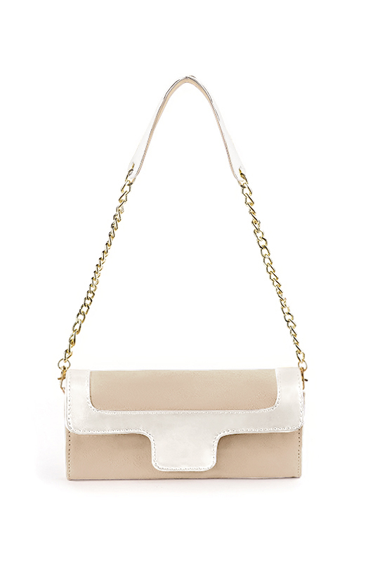 Women's champagne white and pure white luxurious elegant clutch for ceremonies, weddings and evenings out. - Top view